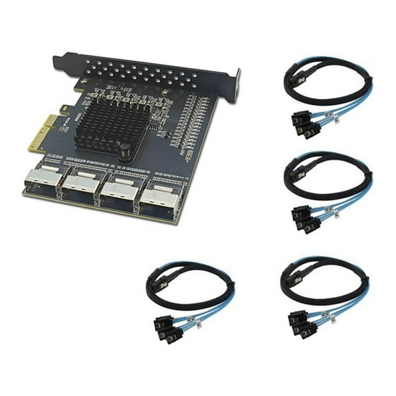 PCIe to 4 Port Mini SAS SFF-8087 Controller 16 Port 3.0 6Gbps SSD Adapter PCI-E 3.0 X4 Expansion Card for Mining