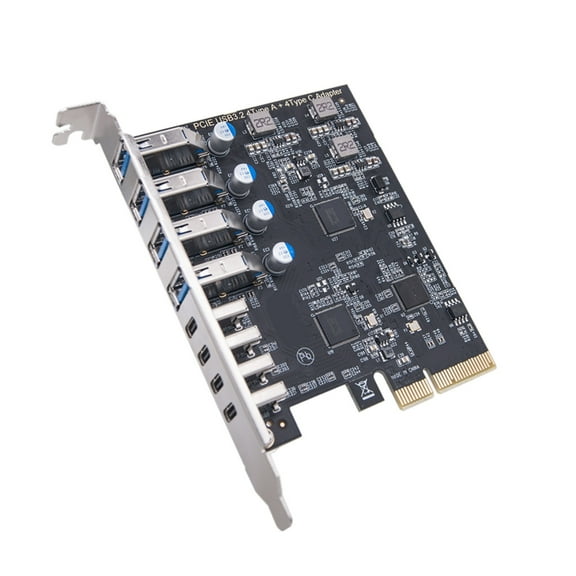 PCIe to 4 USB 3.2 and 4 Type C Port Expansion Card, ASM1142 Control,10Gbps Not Need Driver for Desktop Computers