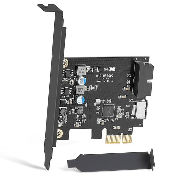 PCIe x1 to 19Pin USB 3.0 Header and Type E (A Key) Card,USB Front Panel Adapter, for 1 Front Panel USB A, 1 Front Panel USB C, USB 3.0 5Gpbs for Windows MacOS Linux