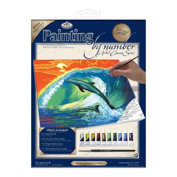 Royal & Langnickel Painting by numbers 13pc Dolphins & Surf Canvas Project