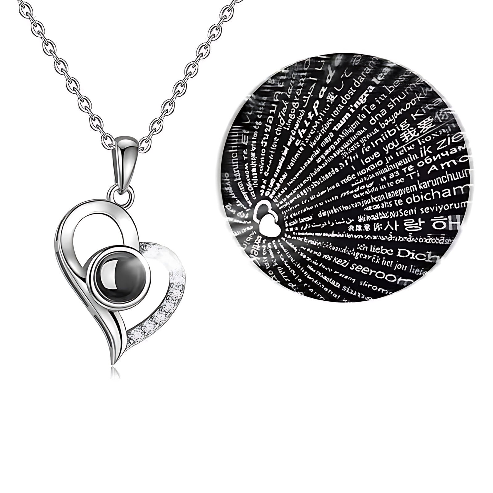 Custom 2-Photo Memorial Necklace For Loss Of Mom - Personalized Engraved Angel Wings Pendant With Chain