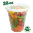 thumbnail image 1 of PCM 32 oz. Heavy Duty Round Deli Food Soup Plastic Container w/Lid 100% BPA Free (Pack of 12 Sets), 1 of 6