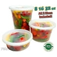 thumbnail image 1 of PCM 8 16 32 oz. Round Plastic Deli Soup Containers w/Lids Microwavable BPA Free (Pack of 12 Sets Each), 1 of 6