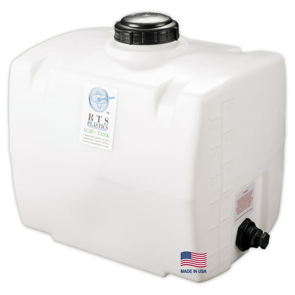 RTS Plastics Rotomolded Polyethylene PCO-30 Gallon Tank for Water and Non-Flammable Liquids with Molded Grad Strip and Siphon Elbow