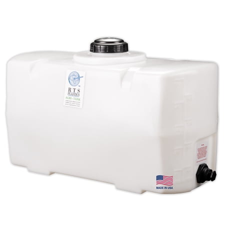 RTS Plastics Rotomolded Polyethylene PCO-50 Gallon Tank for Water and Non-Flammable Liquids with Molded Grad Strip and Siphon Elbow