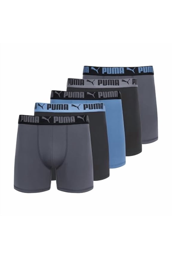 PCOREM151996 PUMA Men's 5 Pack Performance Boxer Briefs Black/Blue/Grey s