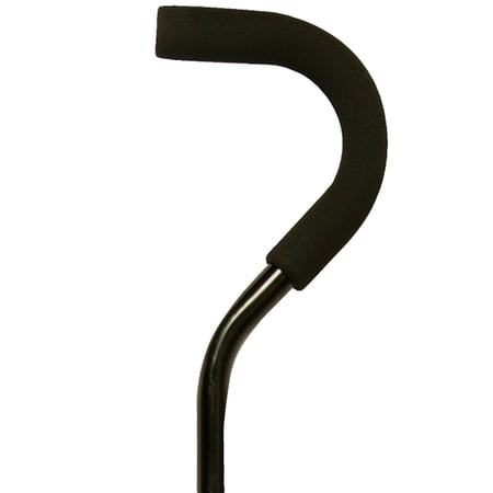 PCP Adjustable Aluminum Cane, Offset Handle , Foam Grip, Made in USA, Black,