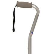 PCP Adjustable Aluminum Cane, Offset Handle, Made in USA, Silver Frost, Foam Grip