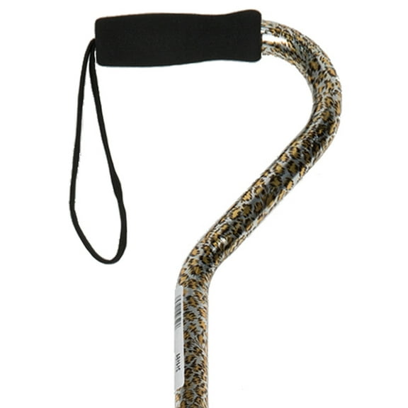 PCP Adjustable Cane, Designer Print, Offset Handle, Wrist Strap, Cheetah Pattern,