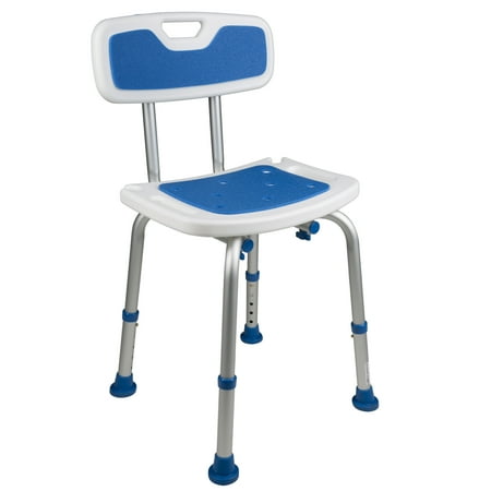 PCP Adjustable Padded Bath Safety Seat With Backrest, White,