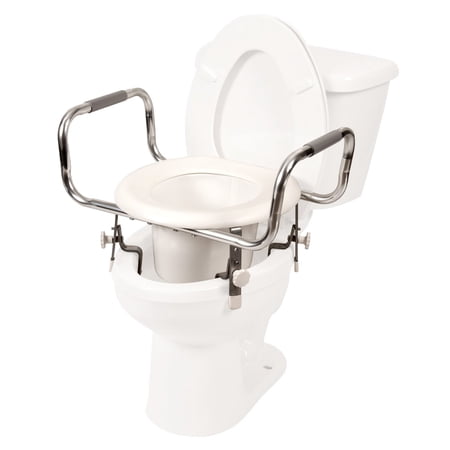 PCP Adjustable Raised Toilet Seat With Arm Rests, White,
