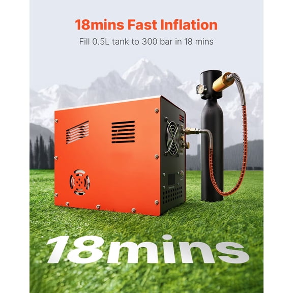PCP Air Compressor,4500PSI/30Mpa PCP Airgun Compressor with Built-in Converter&Fan Cooling System,Auto Stop DC12V/AC120V Portable Paintball Tank Compressor for Air Rifle,Scuba Diving Bottle
