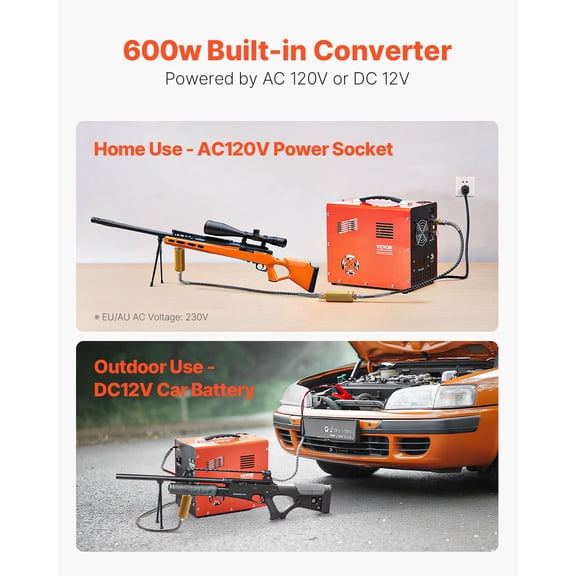 PCP Air Compressor, 4500PSI/30Mpa Portable PCP Airgun Compressor with Built-in Conver