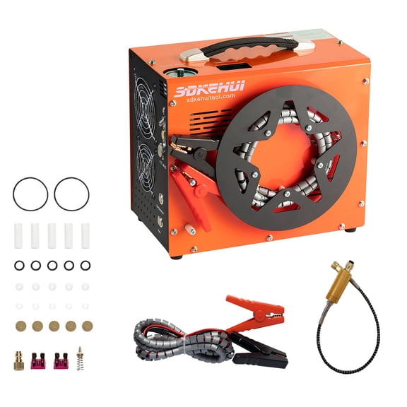 PCP Air Compressor 4500PSI Auto Stop High Pressure Air Compressor with Built-in Converter 12V DC/110V AC, Portable PCP Compressor for Paintball Scuba Air Rifle