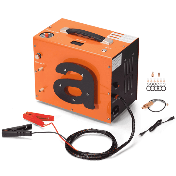 PCP Air Compressor 4500PSI  Auto Stop PCP Compressor with Water Oil-Free 12V DC/110V AC, Portable PCP Compressor for Paintball Scuba Air Rifle