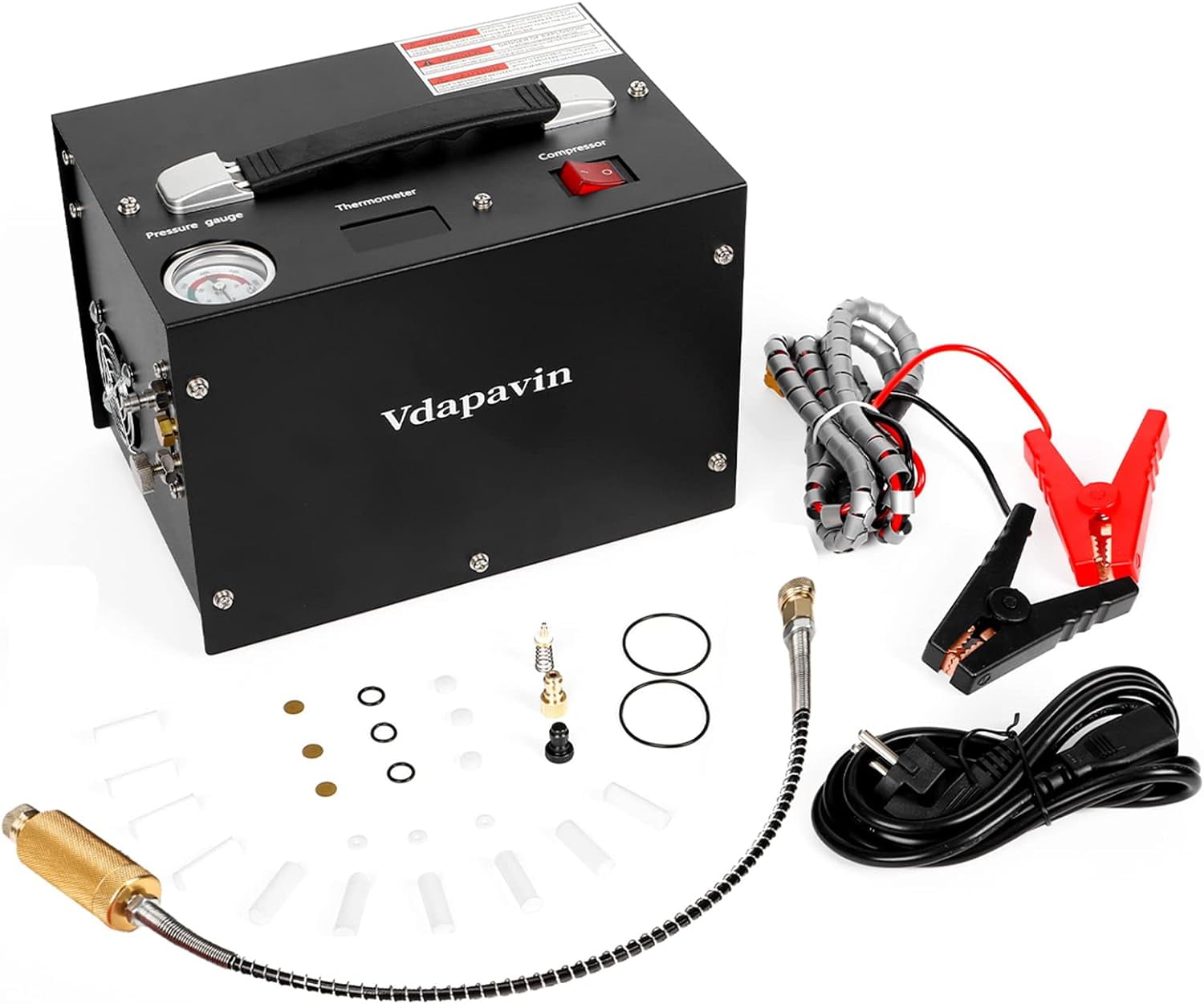PCP Air Compressor,Built-in Power Converter,Oil/Water-Free, 4500Psi/30Mpa, 12V DC or Home 110V AC, for Paintball/PCP Air Rifle/Tank
