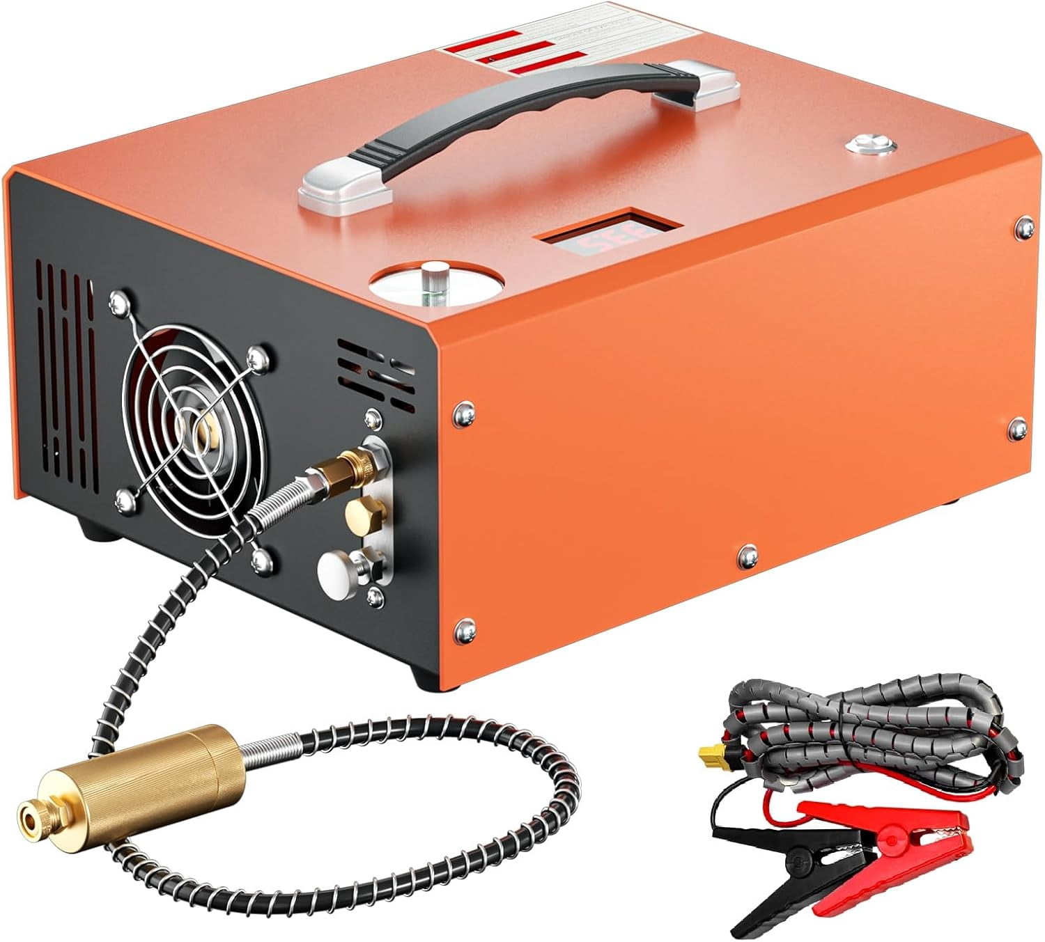 PCP Air Compressor, Max 4500 PSI / 300 Bar, Fast Fill for Airguns or Paintball Tank, Auto Shut-Off, Dual Power Car 12V DC or Home 120V AC, Built-in Cooling Fan, Portable Pcp Pump(Auto-Stop)