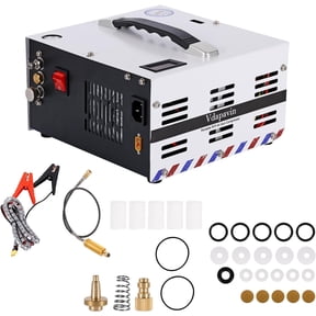 PCP Air compressor, 4500 PSI / 30 MPa, dual power 12V DC or household 120V AC, PCP compressor, fast inflation for PCP airguns, paintball, and diving cylinders, high-pressure compressor