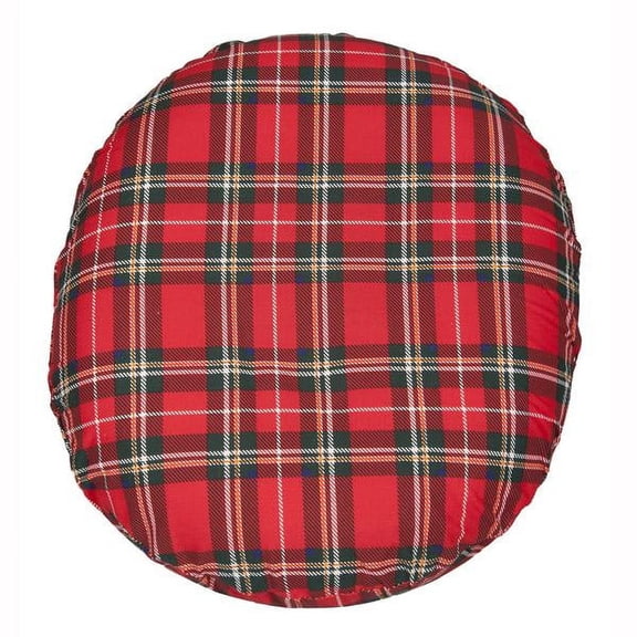 PCP Foam Ring Cushion, Removable Cover, Plaid, 14 inches