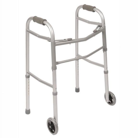 PCP Folding Adjustable Walker, Lightweight Mobility Stability Aid, Grey, Junior Size, Bi-Fold