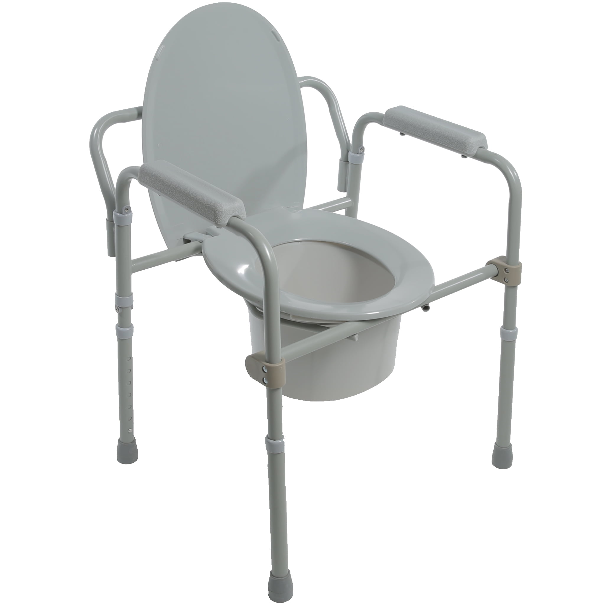 PCP Folding Coated Adjustable Steel Commode, Grey, HSA/FSA Eligible ...
