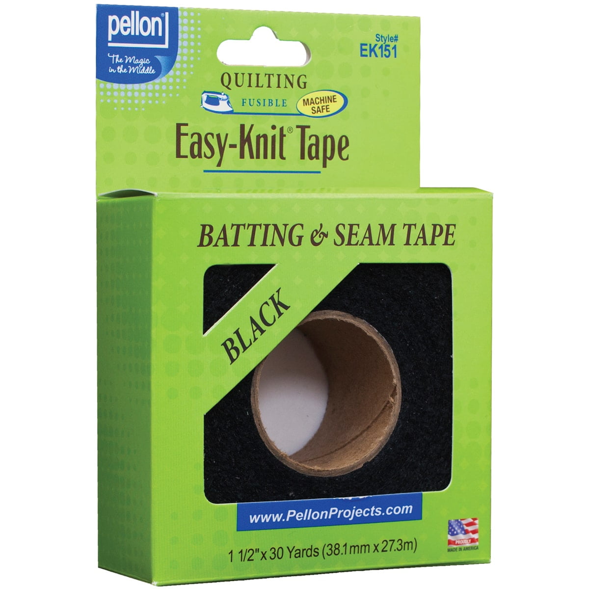 PCP Group LLC Pellon Easy-Knit Tape, Black 1.5" x 30 Yards Assembled Product Length Precut