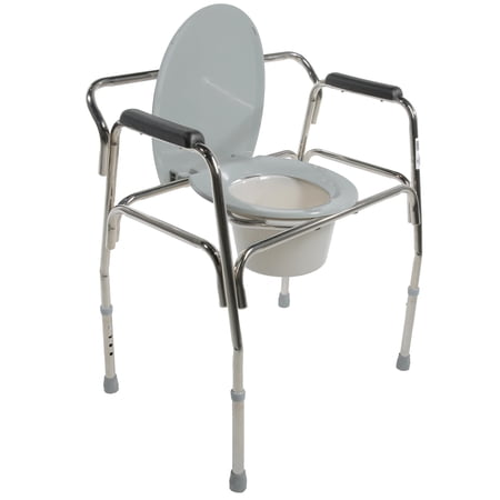 PCP Heavy-Duty Extra-Wide Adjustable Commode, Chrome,