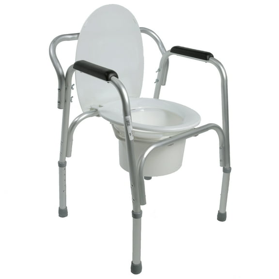 pcp lightweight adjustable bed side commode, silver frost,