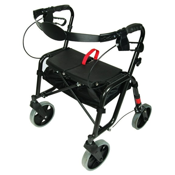PCP Lightweight Adjustable Rollator, Black,