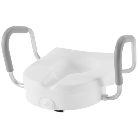 PCP Molded Toilet Seat Riser With Fixed Arm Rests, White, 5 inch rise (seat with fixed arms)