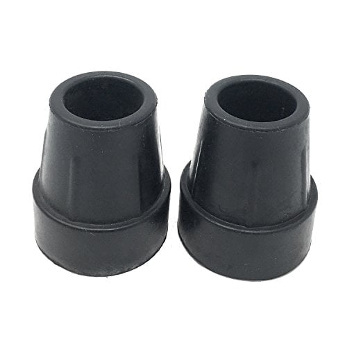 PCP Replacement Cane Tips, 1 inch / 2.5 cm diameter (Black, Two Tips