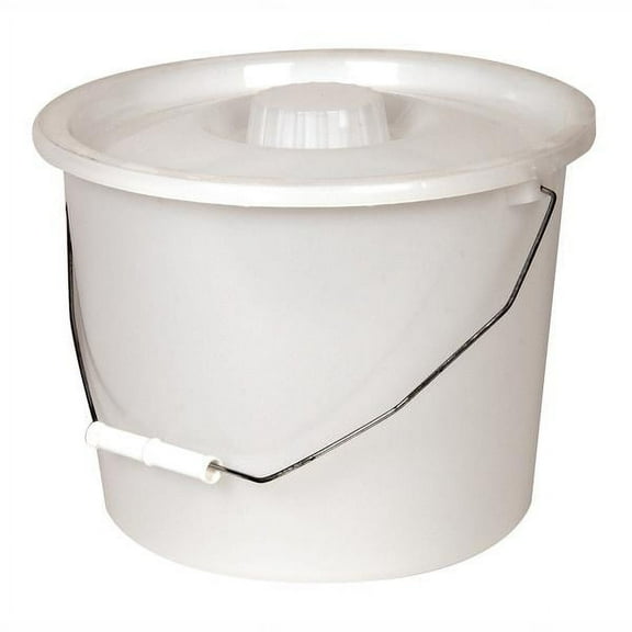 PCP Replacement Full Size Pail with Lid For Commode, White, 2.5 Gallon