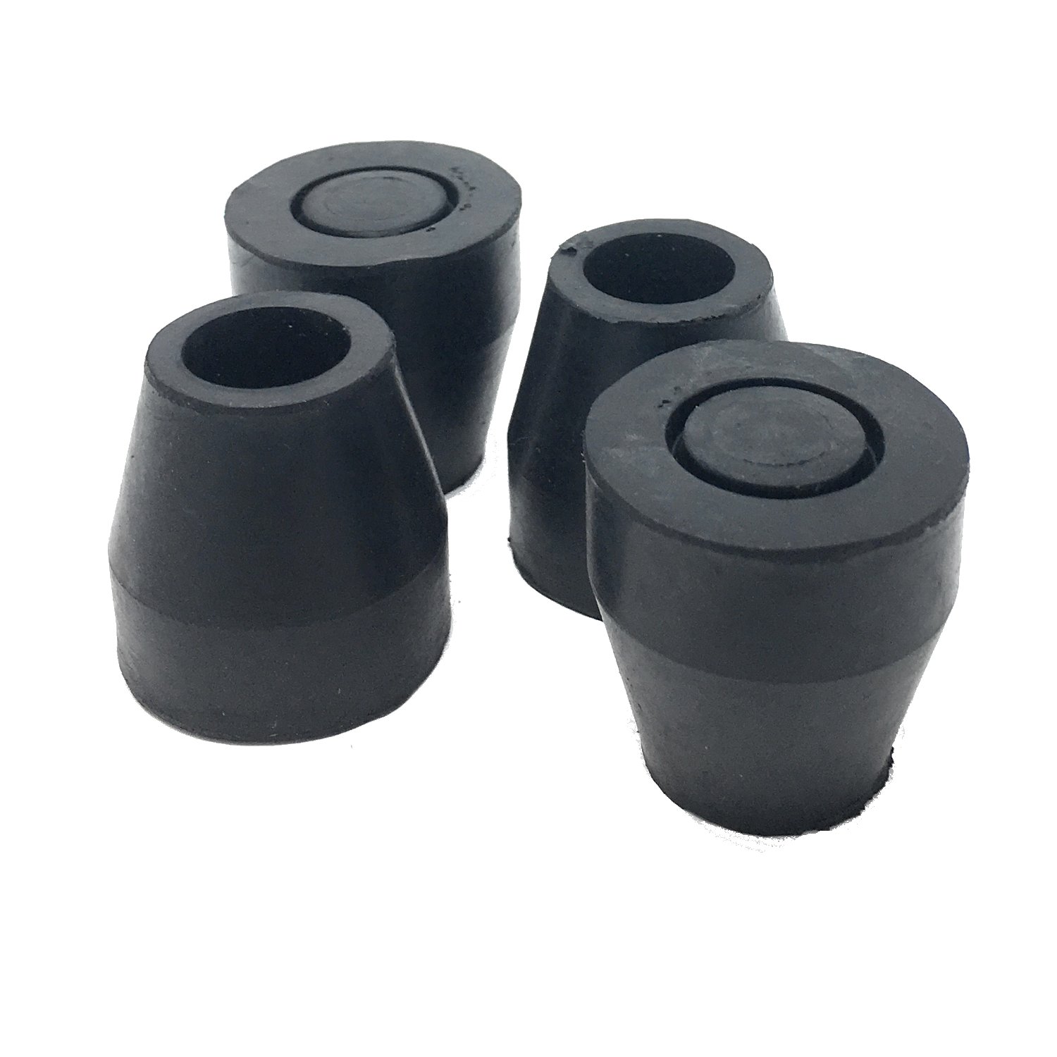 PCP Replacement Quad Cane Tips, 5/8" Cane Shaft (4 Tips, Black