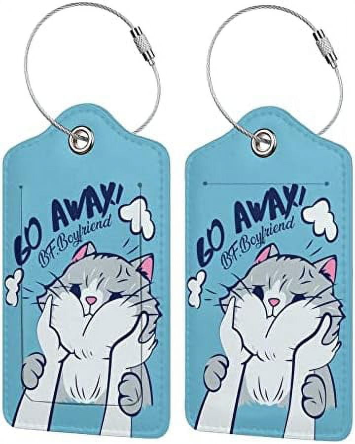PCS Cute Cat Blue Luggage Tag for Suitcases Leather Travel Cruise Luggage Tags with Stainless