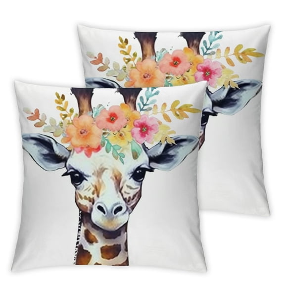 PCS Farm Animals Inch Pillow Covers with Tiger Elephant Giraffe Zebra Rustic Farmhouse Decor Throw Pillow Cases Super Soft Woodland Flower Leaves Cushion Cover for Sofa Couch