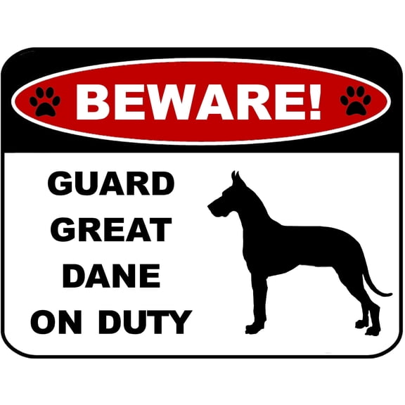 PCSCP 2-Count Beware Guard Great Dane (Silhouette) on Duty 9 inch x 11.5 inch Laminated Dog Sign