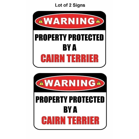 PCSCP 2-Count Warning Property Protected by a Cairn Terrier 9 inch x 11.5 inch Laminated Dog Sign