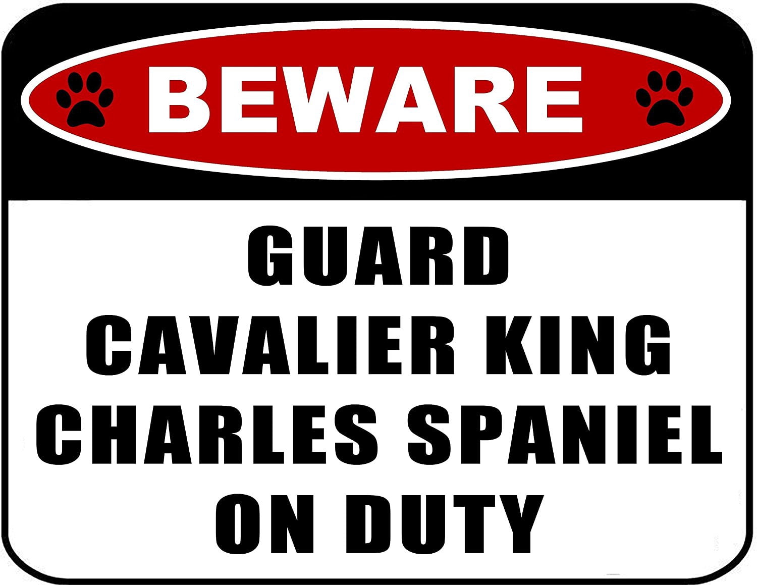 PCSCP Beware Guard Cavalier King Charles Spaniel (v2) on Duty 11.5 inch ...