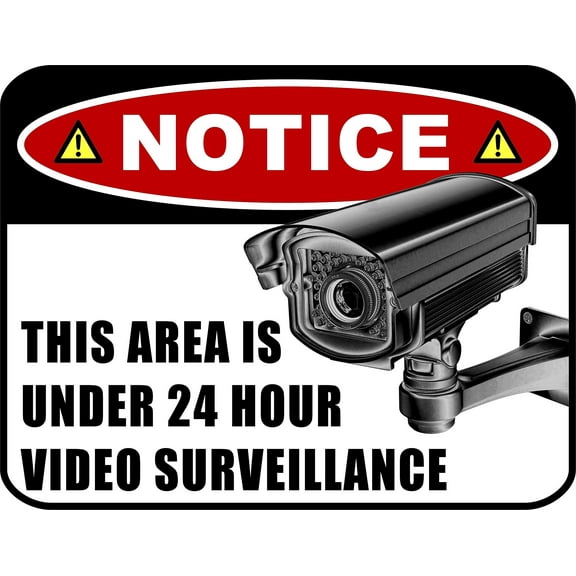 PCSCP Flashing Blinking Red LED Laminated Camera Sign This Area Is Under 24 Hour Video Surveillance