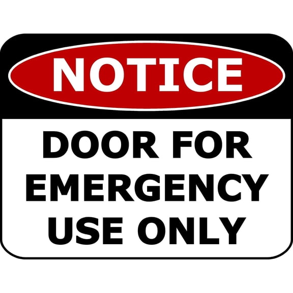 PCSCP Notice Door For Emergency Use Only 11 inch by 9.5 inch Laminated Business Sign