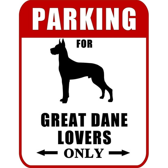 PCSCP Parking for Great Dane Lovers Only (Red Ver.) 9" W x 11.5" H Laminated Dog Sign