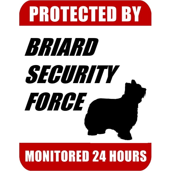PCSCP Protected By Briard Security Force Monitored 24 Hours 9 inch x 11.5 inch Laminated Dog Sign