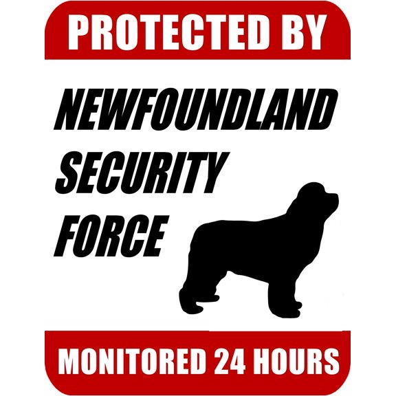 PCSCP Protected By Newfoundland Security Force Monitored 24 Hours 9 inch x 11.5 inch Laminated Dog Sign