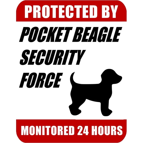PCSCP Protected By Pocket Beagle Security Force Monitored 24 Hours 9 inch x 11.5 inch Laminated Dog Sign