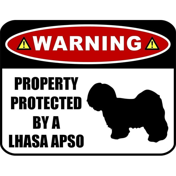 PCSCP Warning Property Protected by a Lhasa Apso (SILHOUETTE) 11.5 inch x 9 inch Laminated Dog Sign