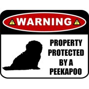 PCSCP Warning Property Protected by a Peekapoo SILHOUETTE 11.5 inch x 9 inch Laminated Dog Sign