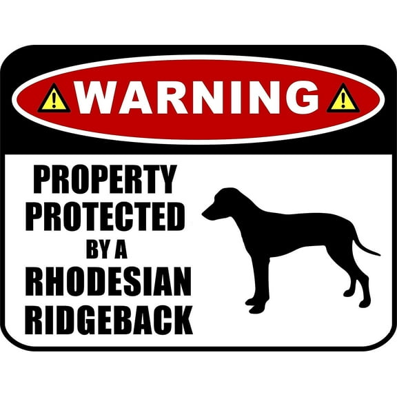 PCSCP Warning Property Protected by a Rhodesian Ridgeback (SILHOUETTE) 11.5 inch x 9 inch Laminated Dog Sign