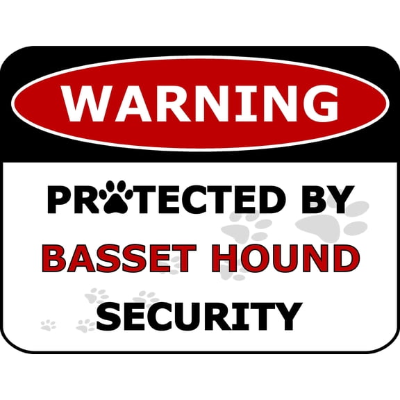 PCSCP Warning Protected by Basset Hound Security 11.5 inch by 9 inch Laminated Dog Sign