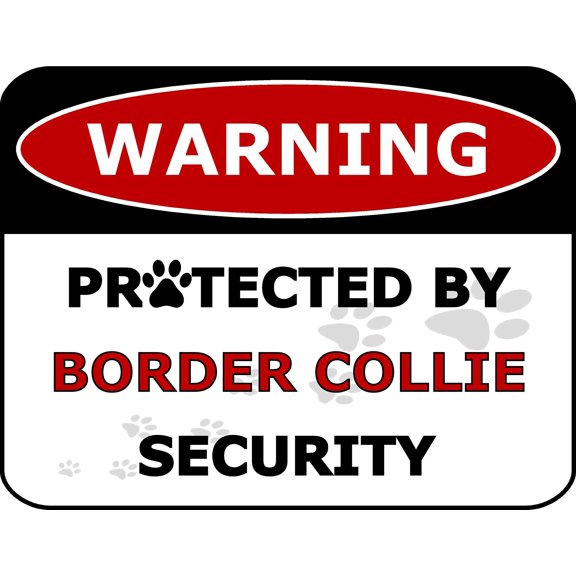 PCSCP Warning Protected by Border Collie Security 11.5 inch by 9 inch Laminated Dog Sign