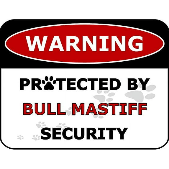 PCSCP Warning Protected by Bull Mastiff Security 11.5 inch by 9 inch Laminated Dog Sign